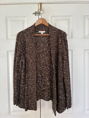 Coldwater Creek cardigan sweater marled brown textured knit fabric